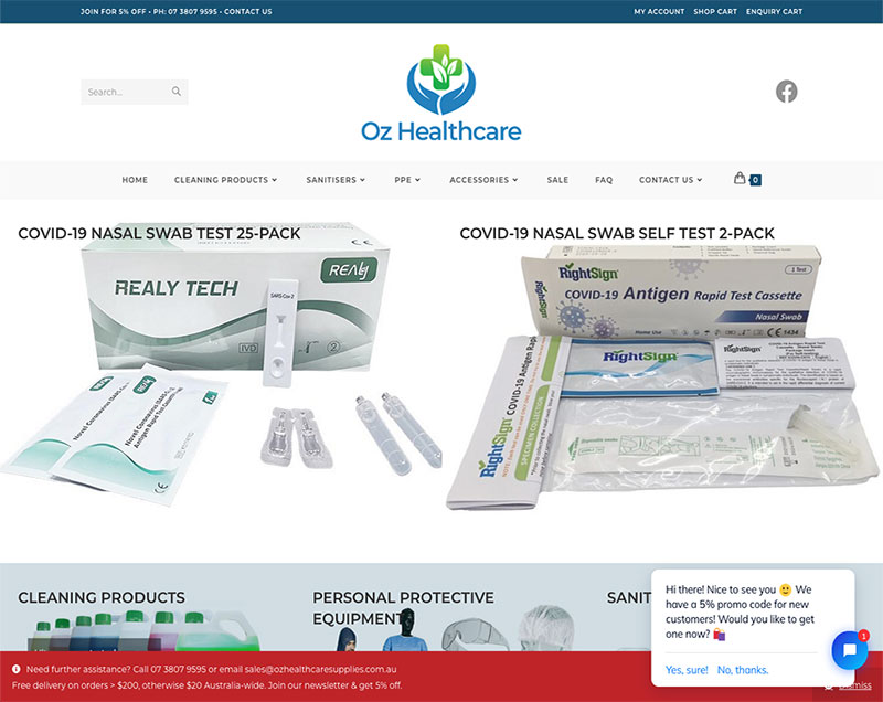 Ozhealthcare Supplies website